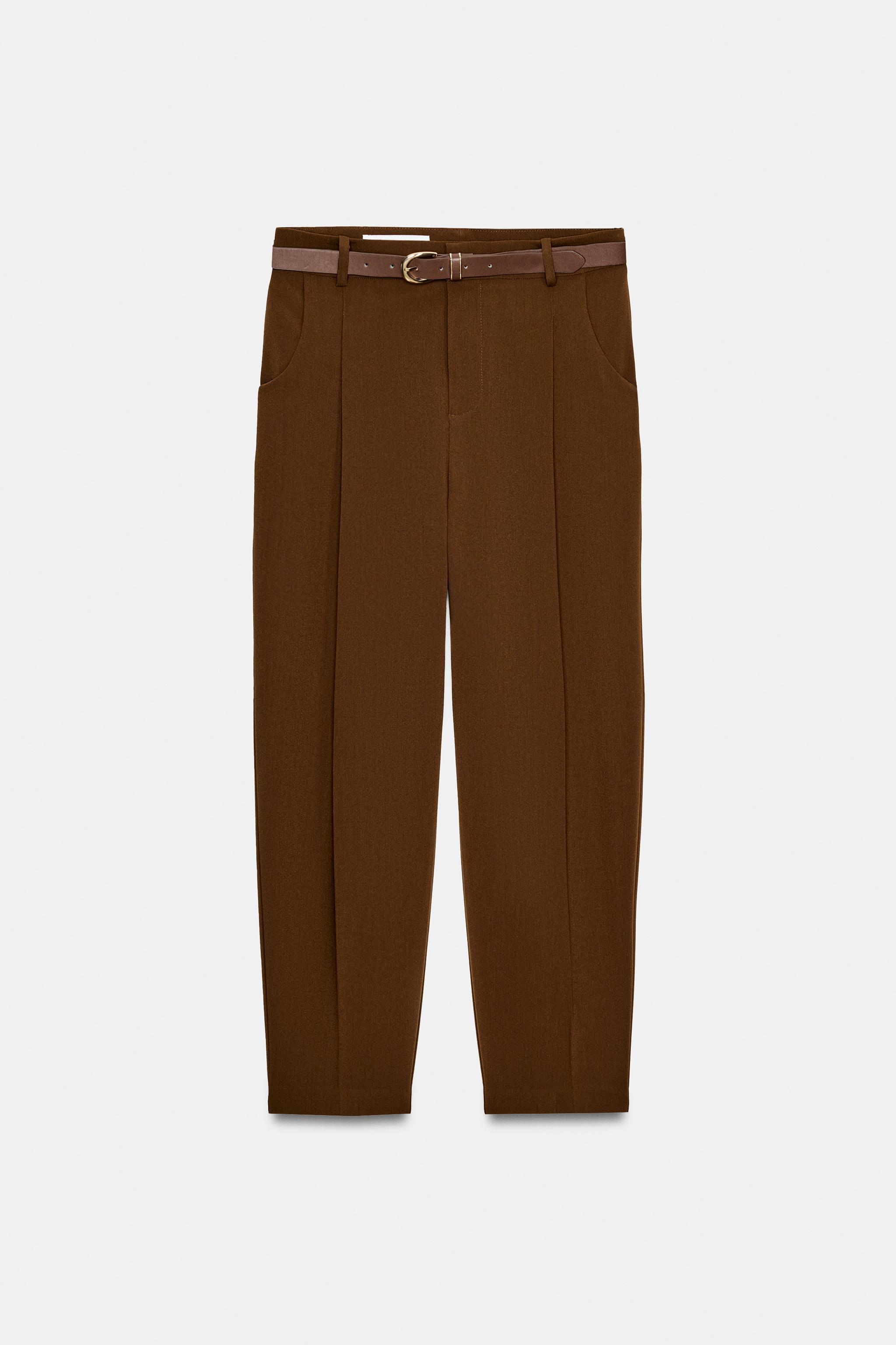 BELTED PLEATED PANTS